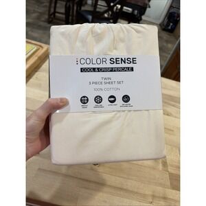 Color Sense Twin 3 Piece Sheet Set 100% Cotton Cool Crisp